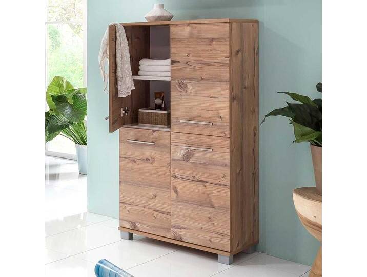 Badezimmerschrank im Dekor Fichte Grau 4-türig von Basilicana