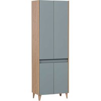 Badschrank in Hellblau und Eiche hell 170 cm hoch 4 türig von Basilicana