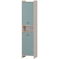 Badseitenschrank modern in Hellblau und Eiche hell 177 cm hoch von Basilicana