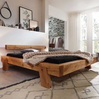 Balken Massivholzbett aus Wildeiche geölt Landhaus Design von Basilicana