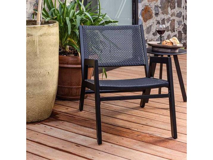 Balkonstuhl Set in Schwarz Aluminium und Kunstrattan (2er Set) von Basilicana