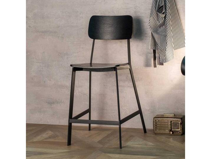 Barhocker in Schwarz Lehne (2er Set) von Basilicana