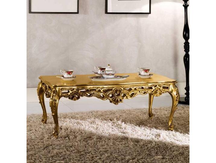 Barock Couchtisch in Goldfarben Pappelholz von Basilicana