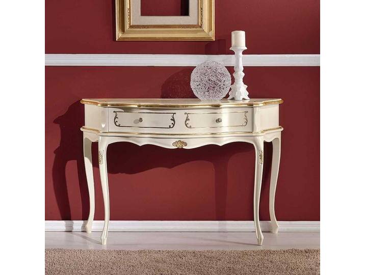 Barock Konsole in Weiß und Goldfarben verziert trapezförmiger Tischplatte Barock Konsole in Weiß und Goldfarben verziert trapezförmiger Tischplatte von Basilicana
