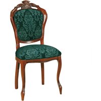 Barock Stuhl mit hoher Medaillon Lehne Nussbaumfarben & Grün von Basilicana