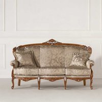 Barockstil Dreisitzer Couch in Beige und Buche braun 190 cm breit von Basilicana