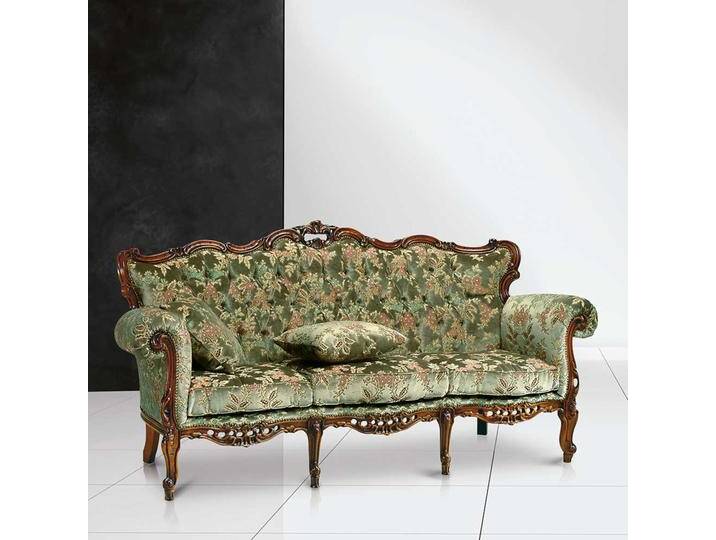 Barockstil Wohnzimmer Sofa in Grün und Braun Blumen Motiv Barockstil Wohnzimmer Sofa in Grün und Braun Blumen Motiv von Basilicana