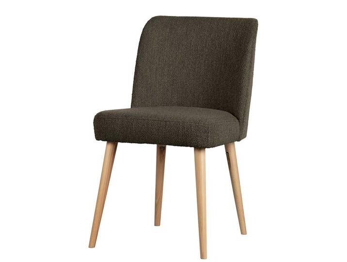 Boucle Stoff Polsterstühle in Braun Gestell aus Massivholz (2er Set) von Basilicana