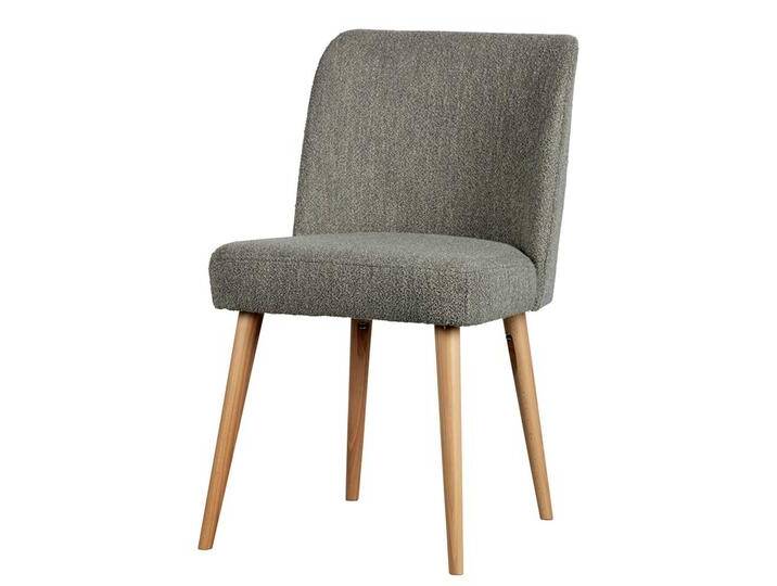 Boucle Stühle in Grau & Holz vier Füßen (2er Set) von Basilicana