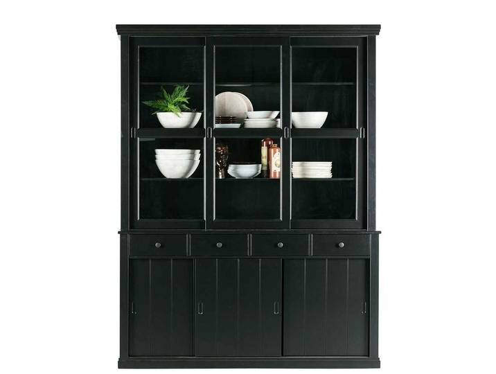 Buffet Vitrine in Schwarz Kiefer Massivholz von Basilicana
