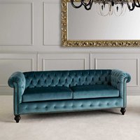 Chesterfield Samt Sofa in Petrol 52 cm Sitzhöhe von Basilicana