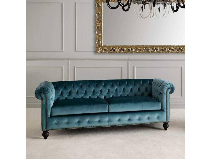 Chesterfield Samt Sofa in Petrol 52 cm Sitzhöhe Chesterfield Samt Sofa in Petrol 52 cm Sitzhöhe von Basilicana