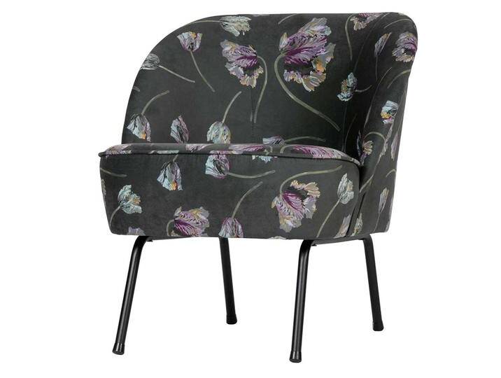 Cocktailsessel in Grau Samt Blumen Motiven von Basilicana