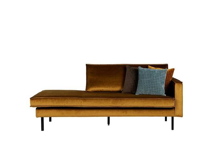 Couch Recamiere in Honigfarben Samt Retrostil von Basilicana