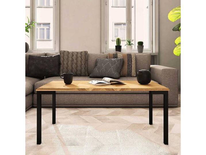 Couchtisch Massivholz und Metall aus Wildeiche Skandi Design von Basilicana