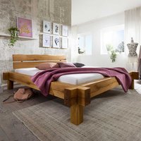 Design Balkenbett aus Wildeiche Massivholz geölt von Basilicana