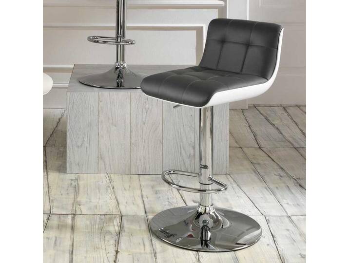 Design Barhocker in Schwarz Weiß Lehne (2er Set) von Basilicana