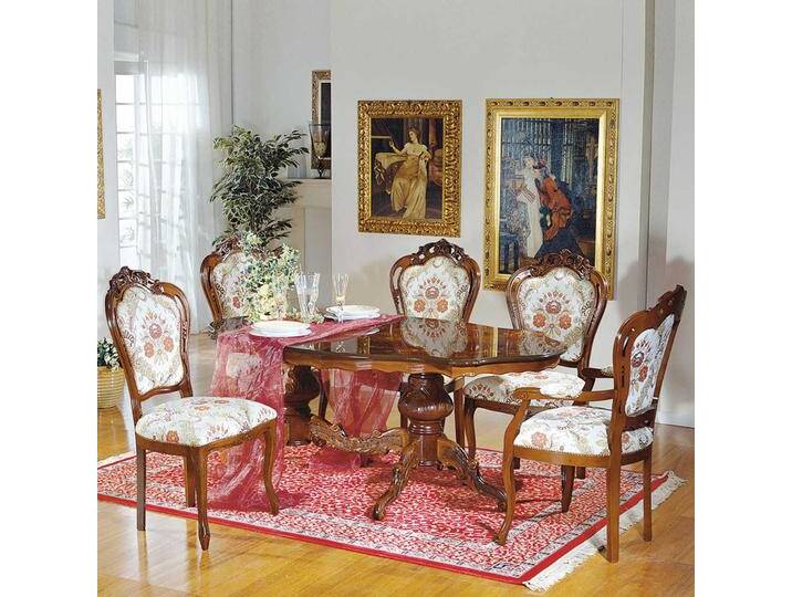 Design Essgruppe im Barock Look ovalem Tisch (sechsteilig) von Basilicana