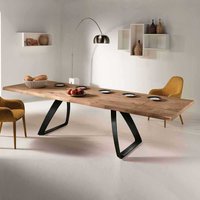 Design Esstisch mit Baumkante aus Eiche verlängerbar von Basilicana
