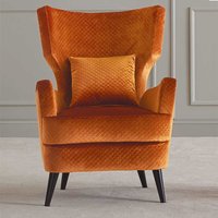 Design Ohrensessel Samt in Orange hoher Rückenlehne von Basilicana