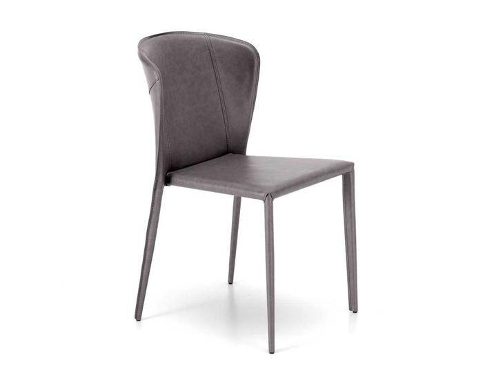 Design Polsterstühle in Dunkelgrau Kunstleder vier Stuhlbeinen (2er Set) von Basilicana