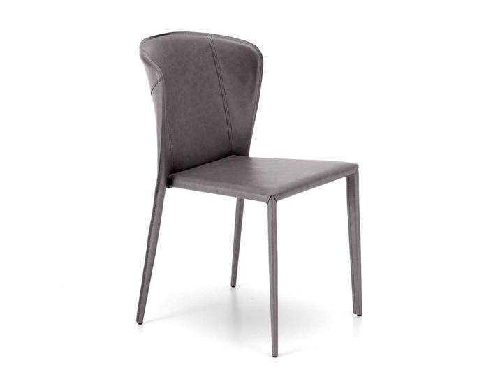 Design Polsterstühle in Dunkelgrau Kunstleder vier Stuhlbeinen (2er Set) von Basilicana