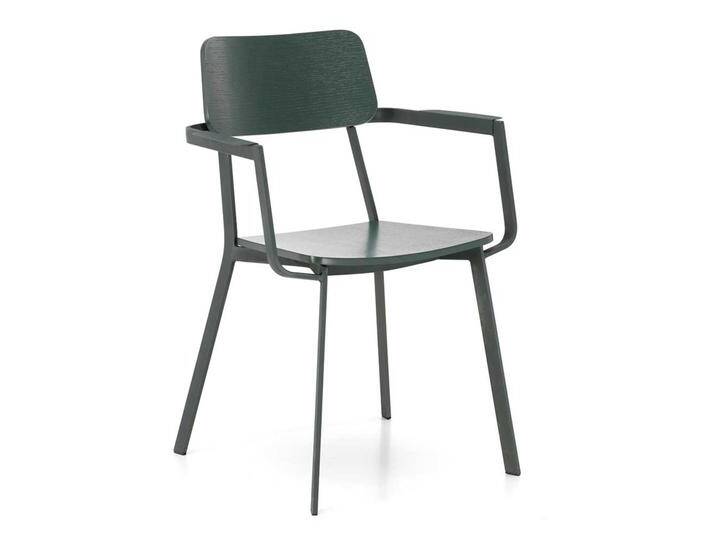 Design Stühle in Grün Schichtholz Metall (4er Set) von Basilicana