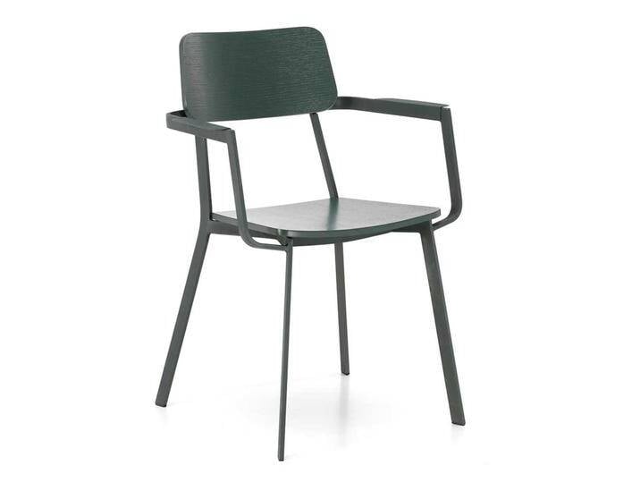 Design Stühle in Grün Schichtholz Metall (4er Set) von Basilicana