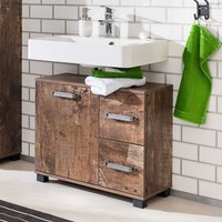 Design Waschbeckenschrank in Holzpaletten Optik 65 cm breit von Basilicana