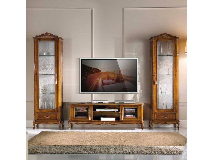 Design Wohnwand im italienischen Design Nussbaumfarben (dreiteilig) von Basilicana