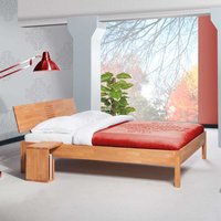 Doppelbett aus Buche Massivholz Nachttisch von Basilicana