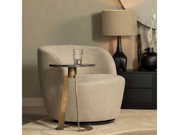Drehbarer Lounge Sessel in Beige Bezug aus Webstoff von Basilicana