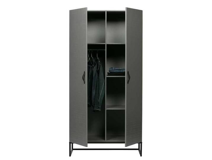 Drehtürschrank in Grau Kiefer Massivholz von Basilicana