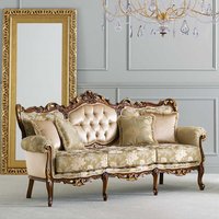 Dreisitzer Couch barocker Stil in Beige - Goldfarben Buche Braun von Basilicana
