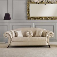 Dreisitzer Couch klassisch in Beige und Dunkelbraun 240 cm breit von Basilicana
