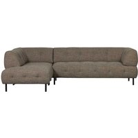 Dunkelbraunes Ecksofa aus Strukturstoff Fußgestell aus Metall von Basilicana