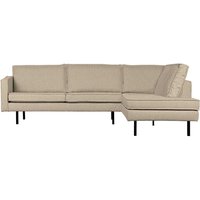 Ecksofa Boucle Beige im Retrostil Fußgestell aus Metall von Basilicana