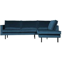 Ecksofa in Blau Samt Retrostil von Basilicana