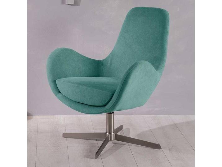 Einzelsessel Retro drehbar in Türkis und Silberfarben 42 cm Sitzhöhe von Basilicana