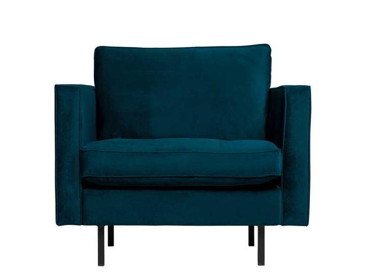 Einzelsessel in Blau Samt Retrostil von Basilicana