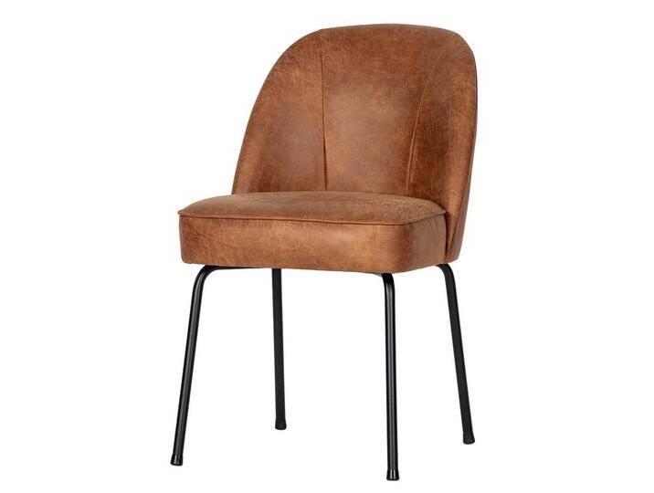 Essstühle in Cognac Braun Recyclingleder Metallgestell (2er Set) von Basilicana