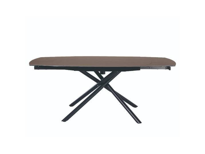 Esstisch Ausziehtisch aus Metall und Sicherheitsglas von Basilicana