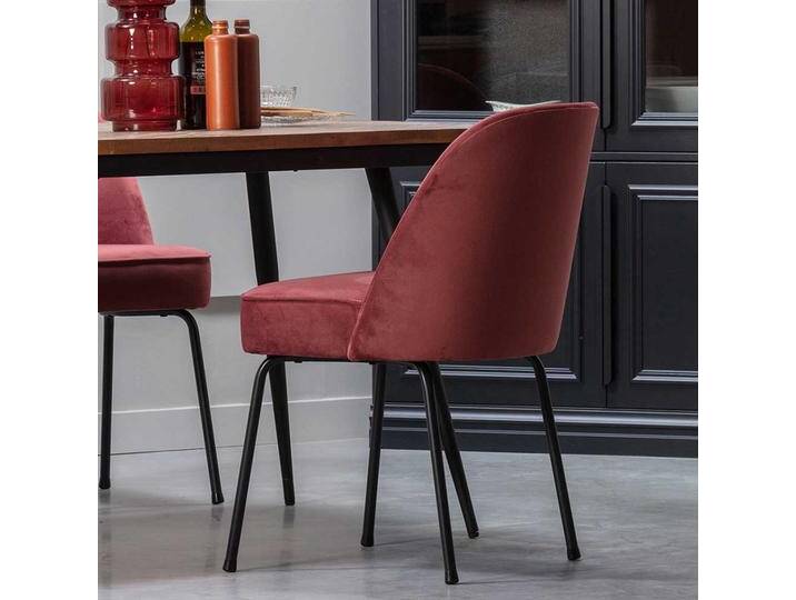 Esstisch Stühle in Kastanienfarben Samt Retrostil (2er Set) von Basilicana