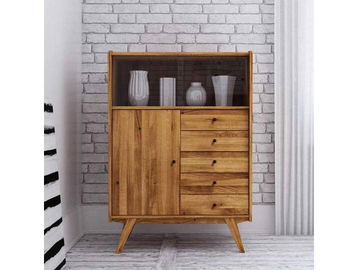 Esszimmer Highboard aus Wildeiche Massivholz 100 cm breit von Basilicana
