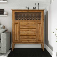 Esszimmer Highboard mit Glasklappe Wildeiche Massivholz von Basilicana