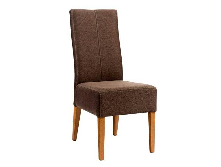 Esszimmer Stühle in Braun Webstoff Eiche Massivholzgestell (2er Set) von Basilicana