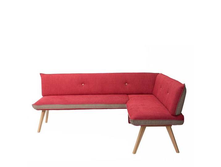 Esszimmereckbank in Rot und Beige Gestell Eiche Massivholz von Basilicana