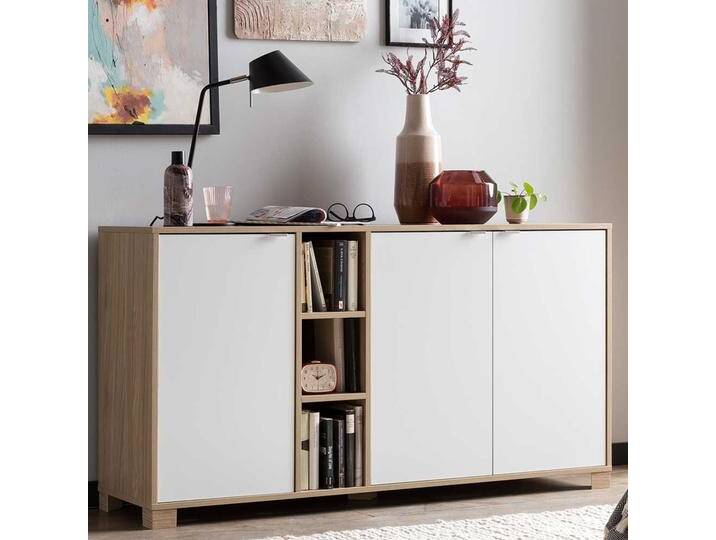 Esszimmerkommode, Weiß, 145x39x78 cm, Spanplatte, 3-türig mit Einlegeböden, Modern, Basilicana Esszimmerkommode, Weiß, 145x39x78 cm, Spanplatte, 3-türig mit Einlegeböden, Modern, Basilicana von Basilicana