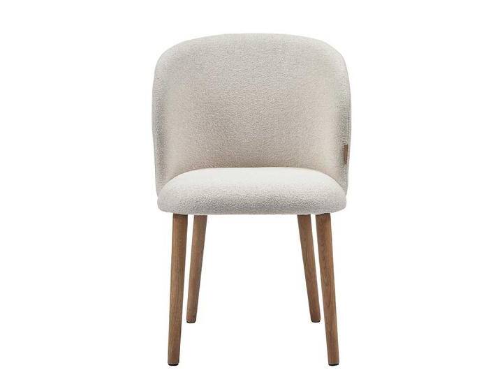 Esszimmerstuhl Stuhl Esszimmer aus Boucle mit Gestell aus Massivholz (2er Set) von Basilicana
