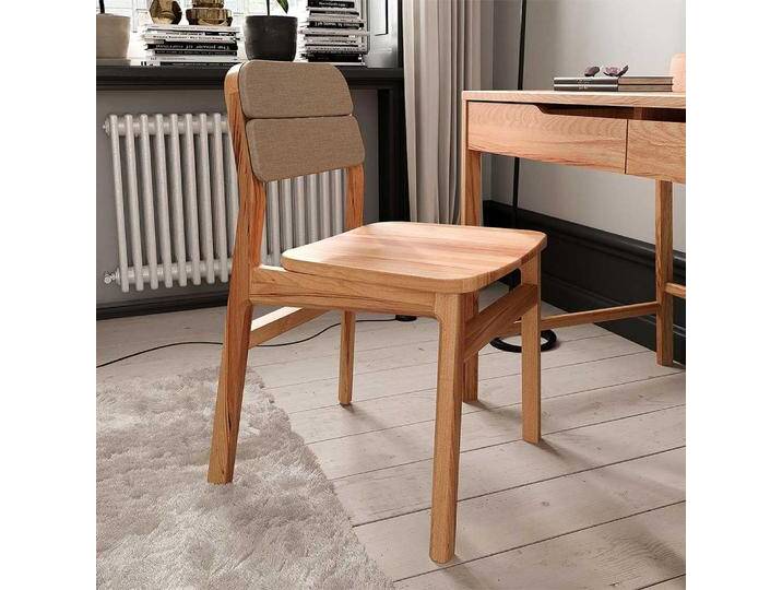 Esszimmerstuhl Stuhl Esszimmer mit gepolsterter Rückenlehne aus Massivholz (2er Set) von Basilicana